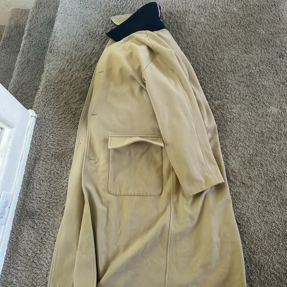 Men’s New Size m Medium Tommy Hilfiger Beige Long Vest Coat Peacoat primaloft - Picture 5 of 10
